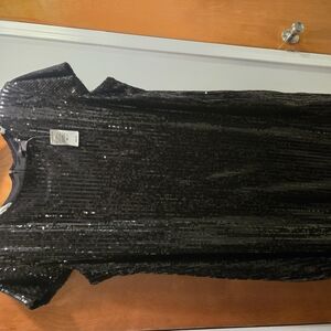 Ashley Stewart Black Sequin Sheath Dress